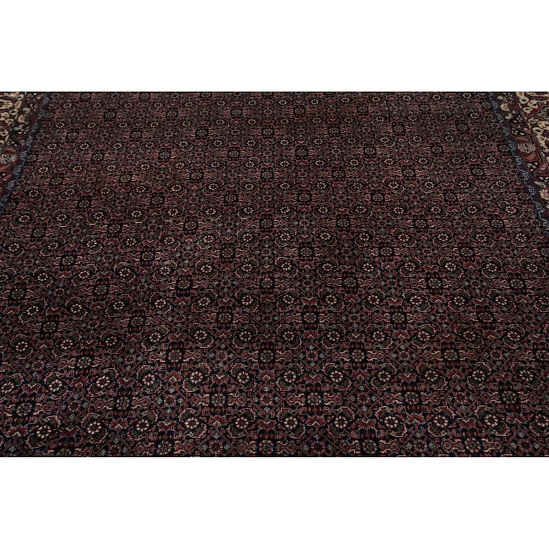 Hand Knotted Oriental 100% Wool Carpet Traditional All-Over Navy Blue & Blues Bidjar Area Rug - 12' 8'' X 6' 10''