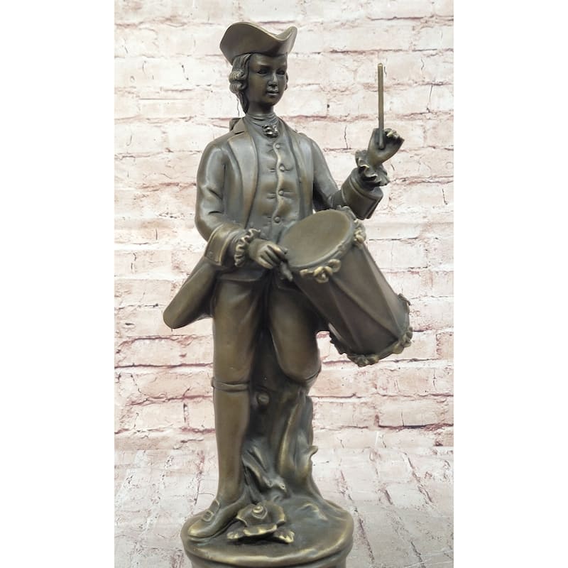 American Revolutionary War Drummer - Bronze Metal Figure Statue Sculpture Original Art By Milo