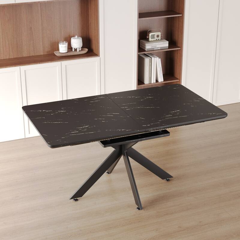 Extendable Very large Dining Table Modern Table Set for Dining Room, party Table,Conference table, metal X shape Legs