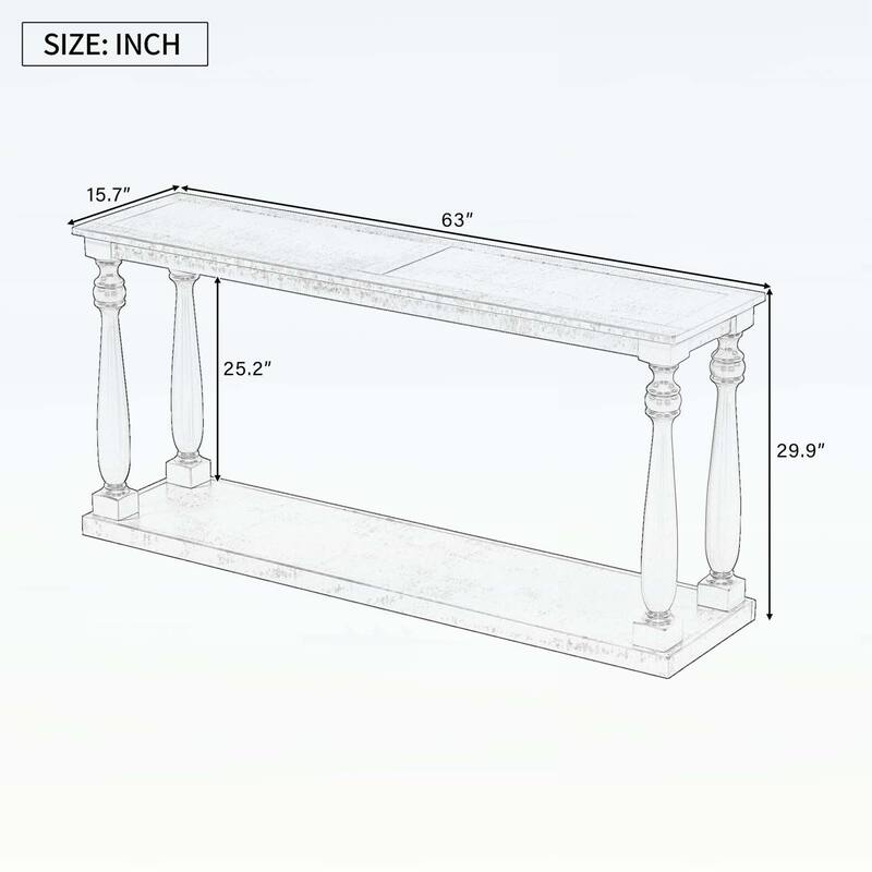 Console Table with Bottom Shelf and Four Vase Legs,for Entryway,Hallway,Living Room,Bedroom