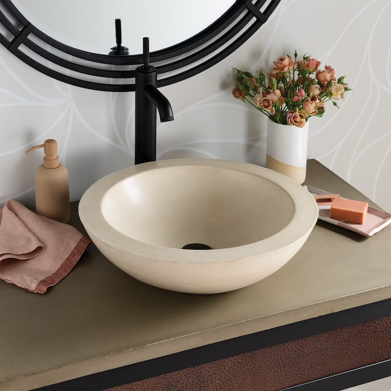 Morro 17-inch NativeStone Vessel Bathroom Sink - 17" x 5" - Sand