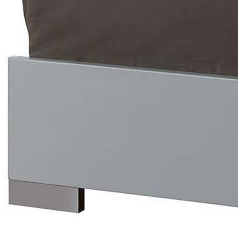 Wooden Queen Bed with Leatherette Headboard and LED trim, White