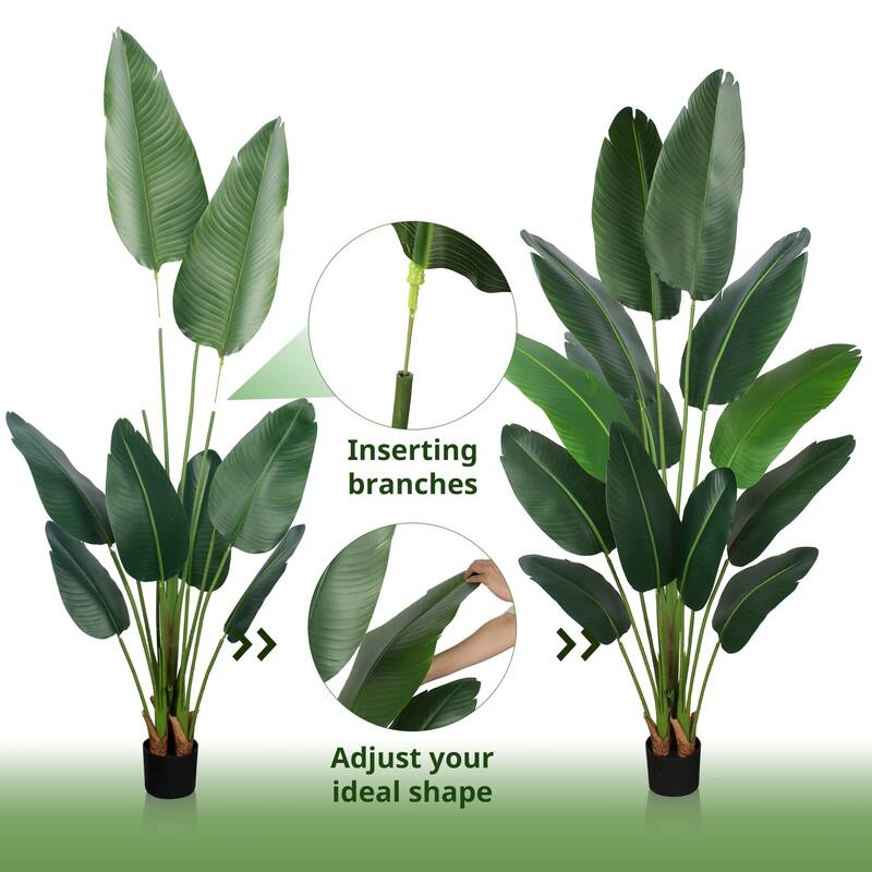 Artificial Bird of Paradise Plant 6 Ft Tall Fake Banana Leaf Plant for