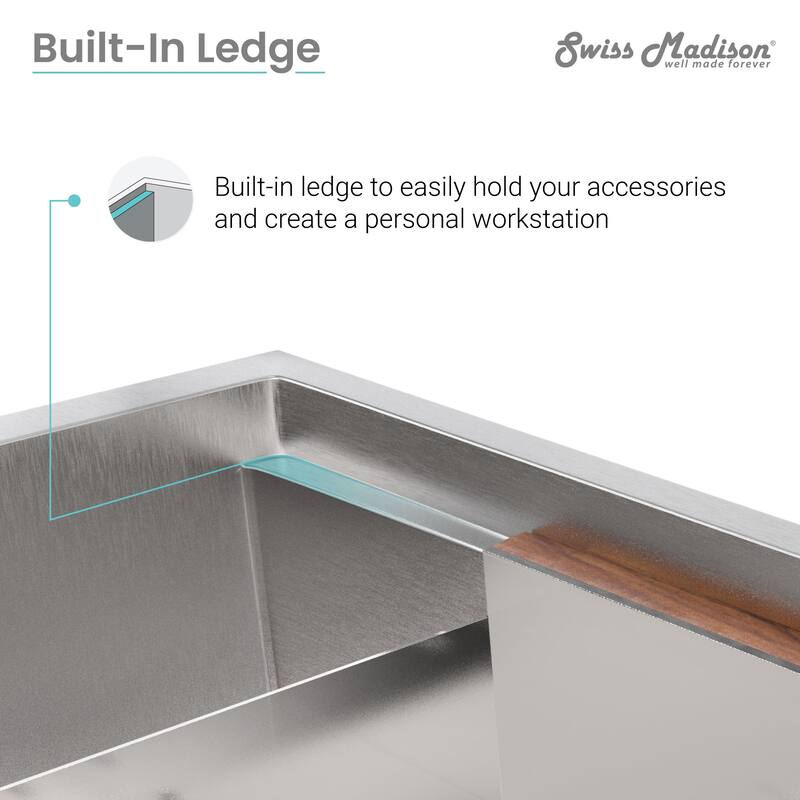 Rivage 27 x 19 Single Basin Undermount Kitchen Workstation Sink - 27 x 19