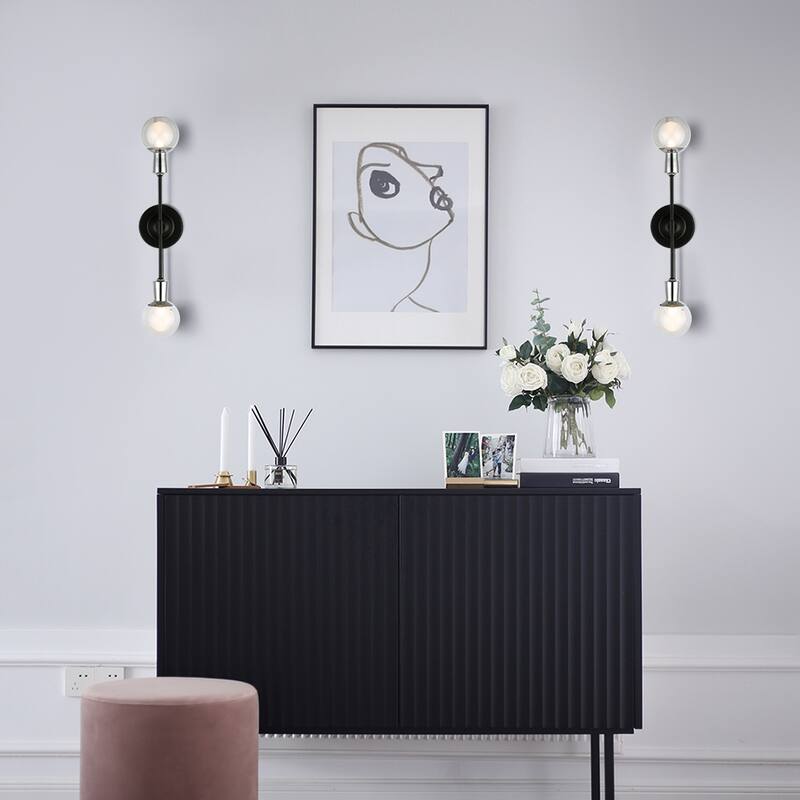 Light Society Cellini 2-Light Wall Sconce - Black/Clear