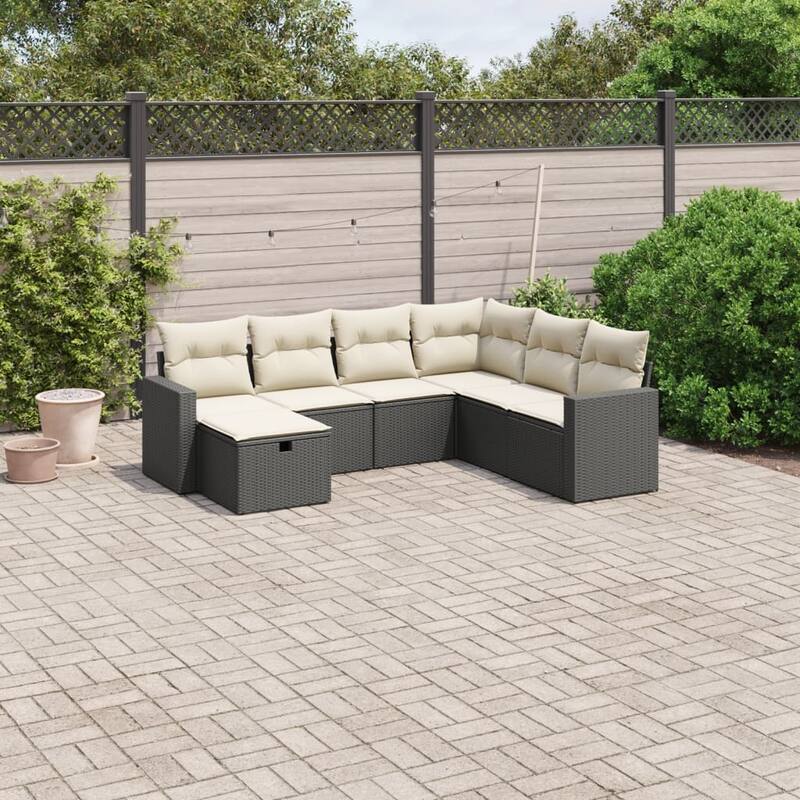 vidaXL Garden Sofa Set - Black and cream Large