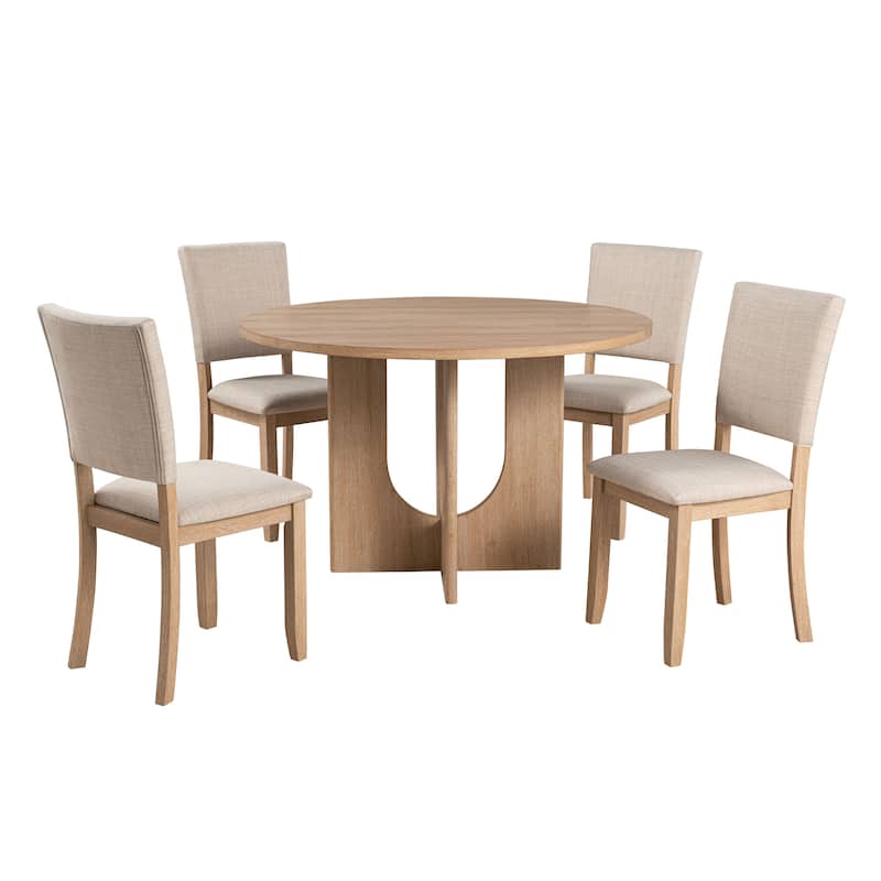 Furniture of America Zephyra Modern 5-Piece Wood Round Compact Dining Table Set