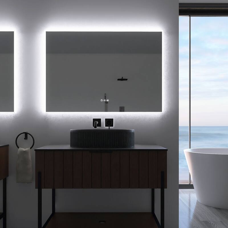 Bathroom LED High Brightness Makeup Mirror - 42.5"x30.1" - Silver