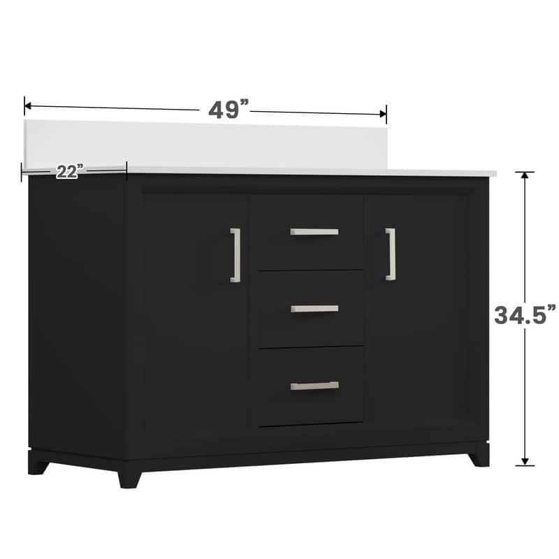 Minimalist 48-Inch Double Sink Bathroom Vanity – Solid Color MDF