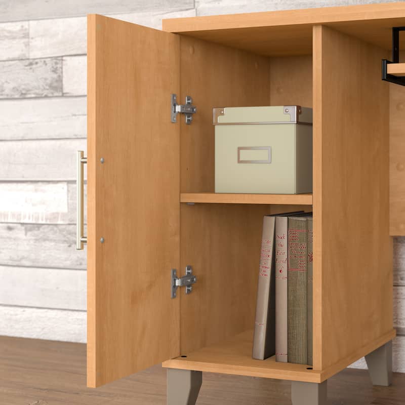 Bush Furniture Somerset 60W L Shaped Desk with Storage Hutch