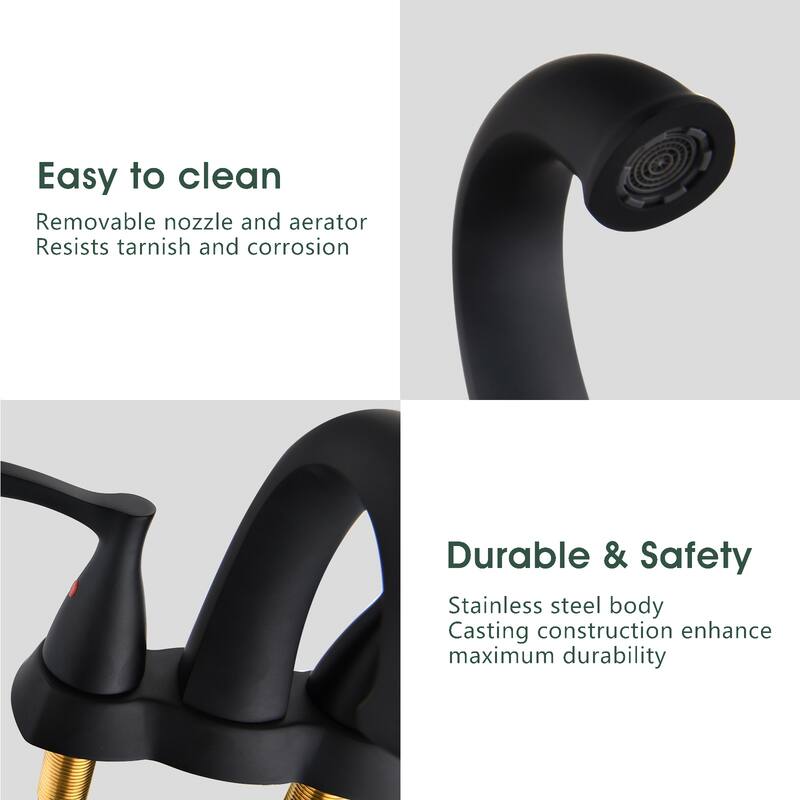 Topcraft Two Handle Bathroom Sink Faucet with Pop-Up Drainer