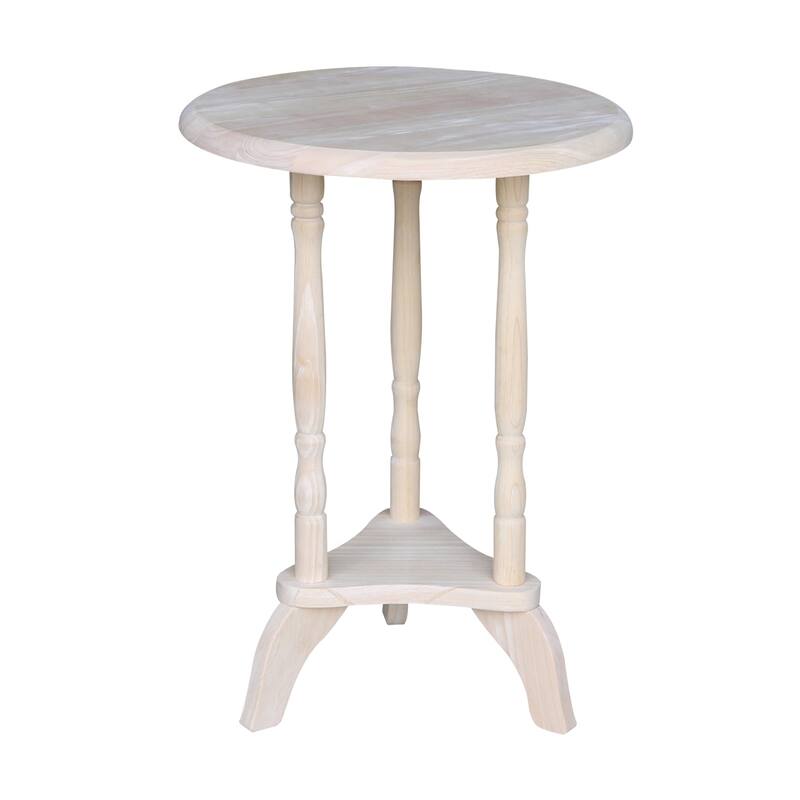 Round Unfinished Solid Parawood Plant Table - Unfinished - Wood