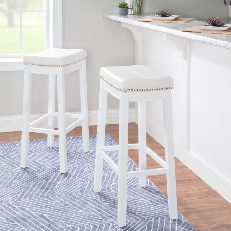 Linon Willamette Backless Upholstered Bar Stool