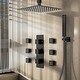 preview thumbnail 1 of 40, EVERSTEIN Thermostatic Shower System 12 Inch Rain Shower Head 3 Way Thermostatic Faucet with 6 Body Jets Matte Black