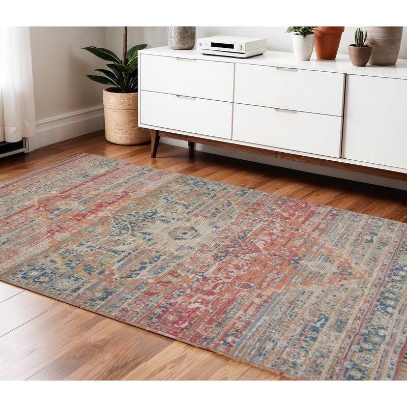 HomeRoots Oriental Transitional Rectangle Area Rug - 66.00 in. x 42.00 in.  x 0.20 in.