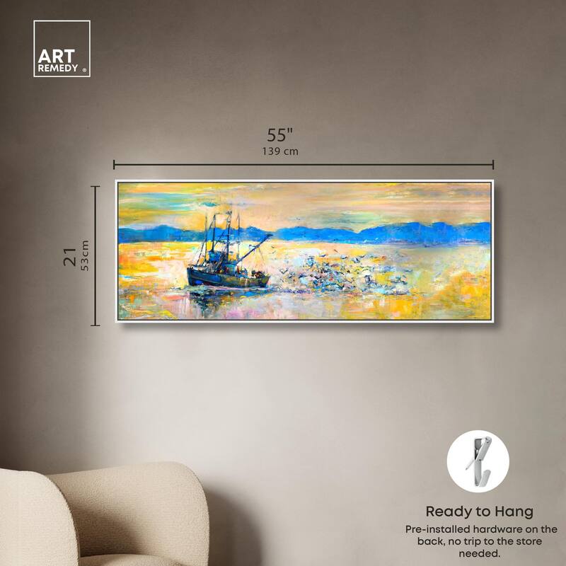Fresh Catch Boat Panoramic Canvas by Art Remedy