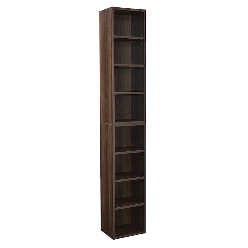 70.90 in. Tall Wood 6-Shelf Standard Bookcase with Interior Shelves