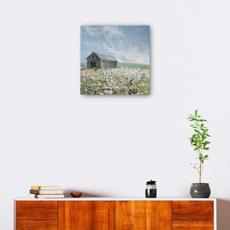 Barn with White Poppies By Studio Arts Canvas Art Print