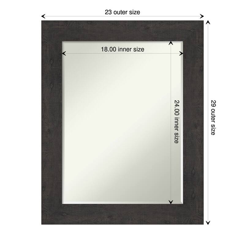 Petite Bevel Wall Mirror - Rustic Plank Espresso Frame - 23 x 29 in