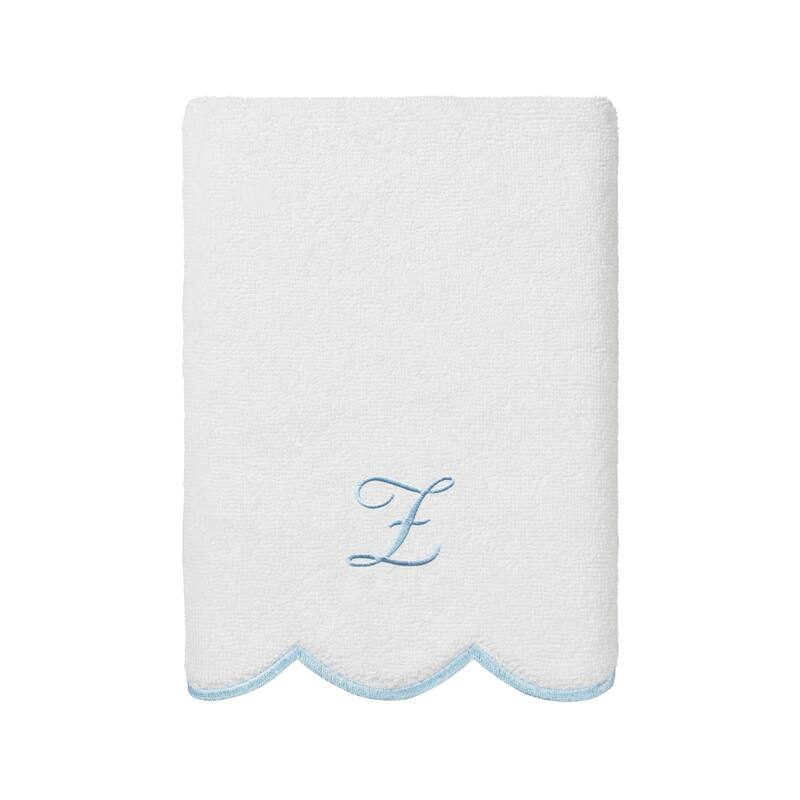 Authentic Hotel and Spa 100% Turkish Cotton Blue ADORNIA Scallop Personalized 3 Piece Towel Set - 3 Piece Set