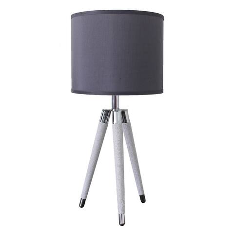 26.75" Modern White Faux Leather Tripod Table Lamp