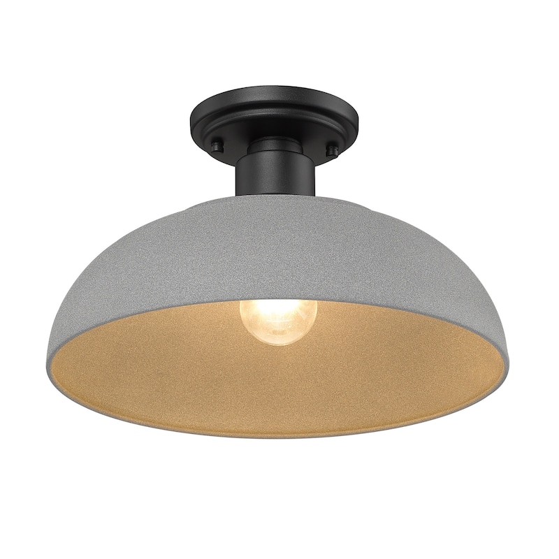 Levitt 13.625" Wide 1-Light Natural Black Outdoor Semi-flush