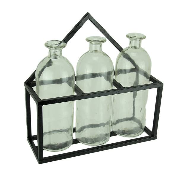 Shop 3 Piece Glass Jar Bud Vases In Wall Mounted Metal Tray 12 5