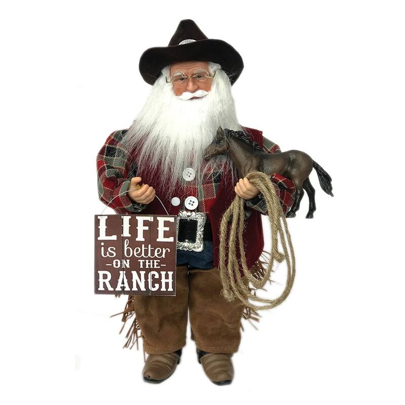16" "Life Is Better The Ranch" Santa Claus Standing Christmas Figure