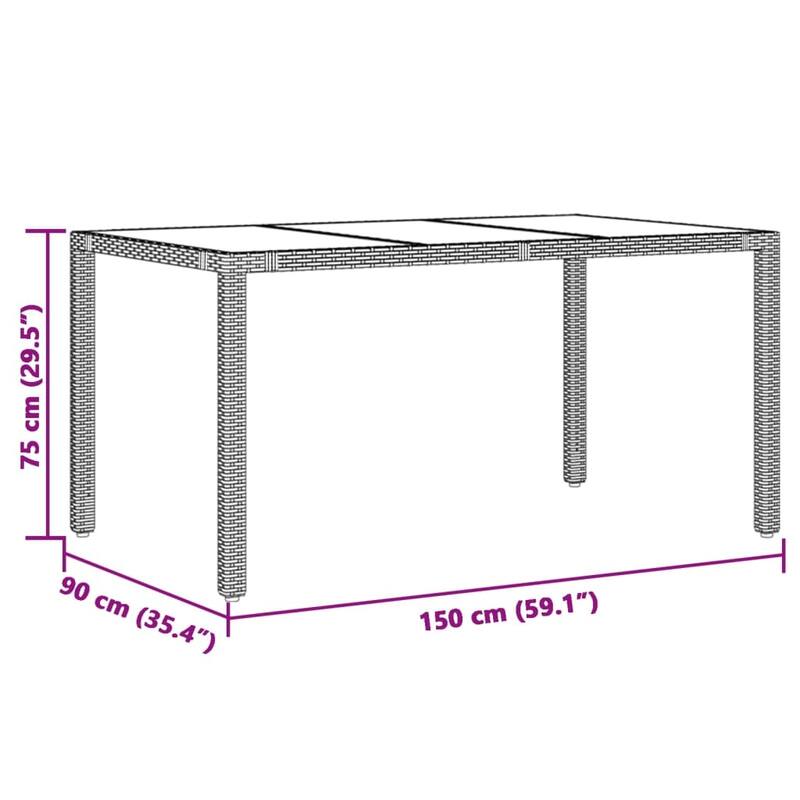 vidaXL Patio Dining Set with Cushions Bistro Futniture Set Black Poly Rattan - 22.0 x 23.2 x 36.2
