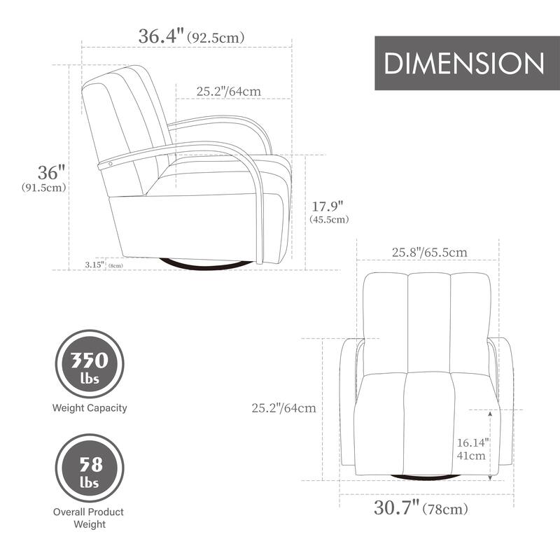 30.7"W 360° Swivel Accent Chair,Modern Upholstered Arm Chair with Metal Base
