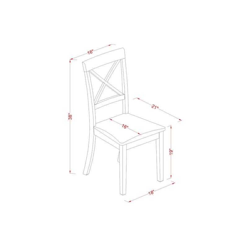 5 Piece Dinette Set - Square Dining Table with Leaf & 4 Fabric Chairs - 54 Inch Cappuccino