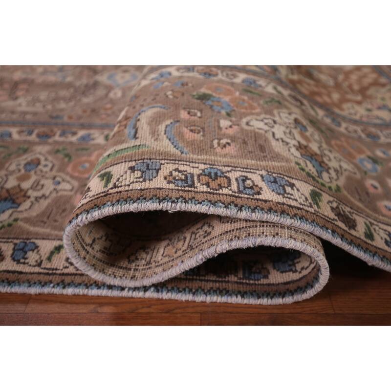 Oriental Tabriz Persian Vintage Area Rug Hand-Knotted Wool Carpet - 8'7"x 11'5"