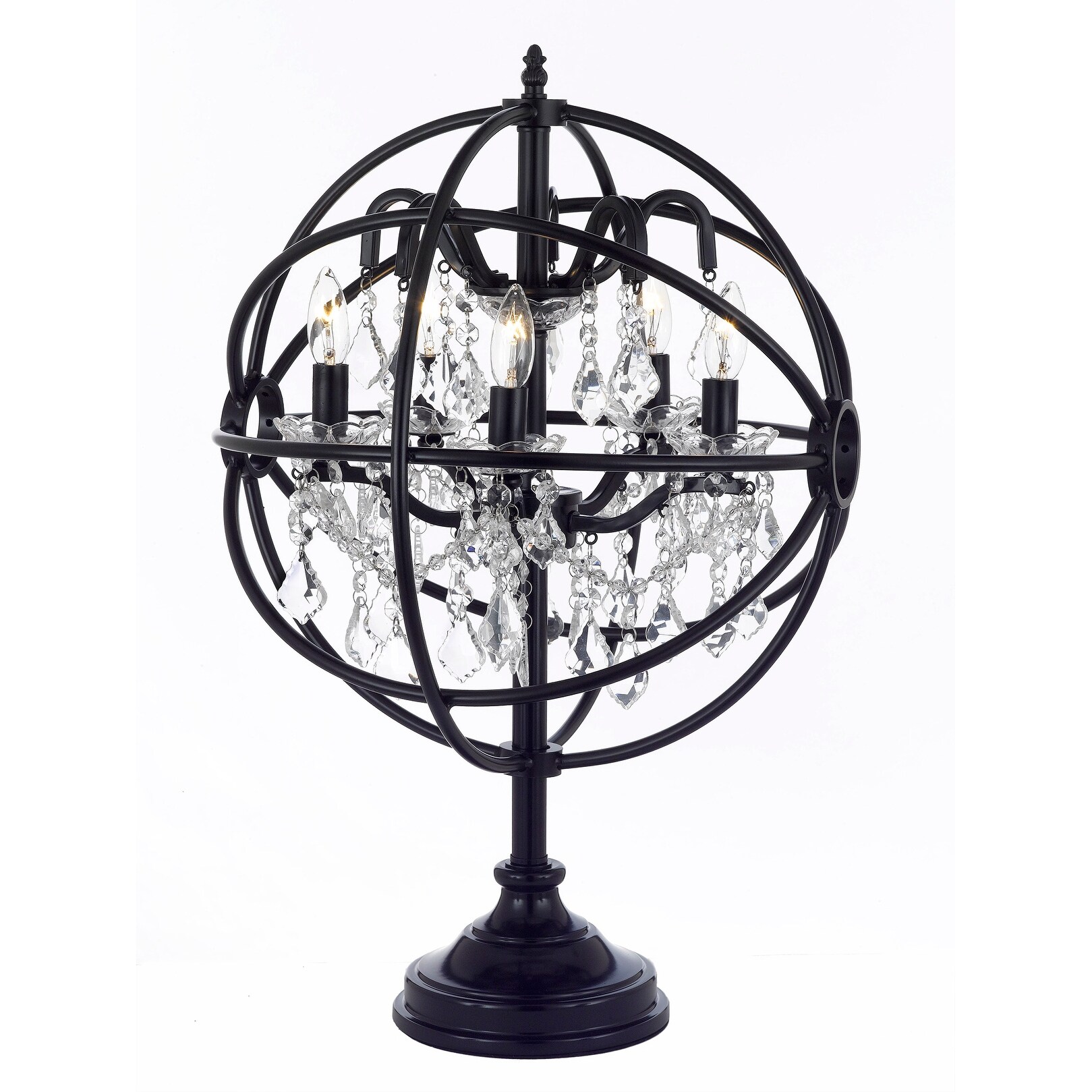Shop Spherical Orb Crystal Iron 5 Light Table Lamp Modern