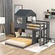 preview thumbnail 16 of 29, Twin Over Full Size Bunk Bed, Loft Bed with Playhouse & Ladder Upholstered Bed and Guardrails Wooden Houses Bed