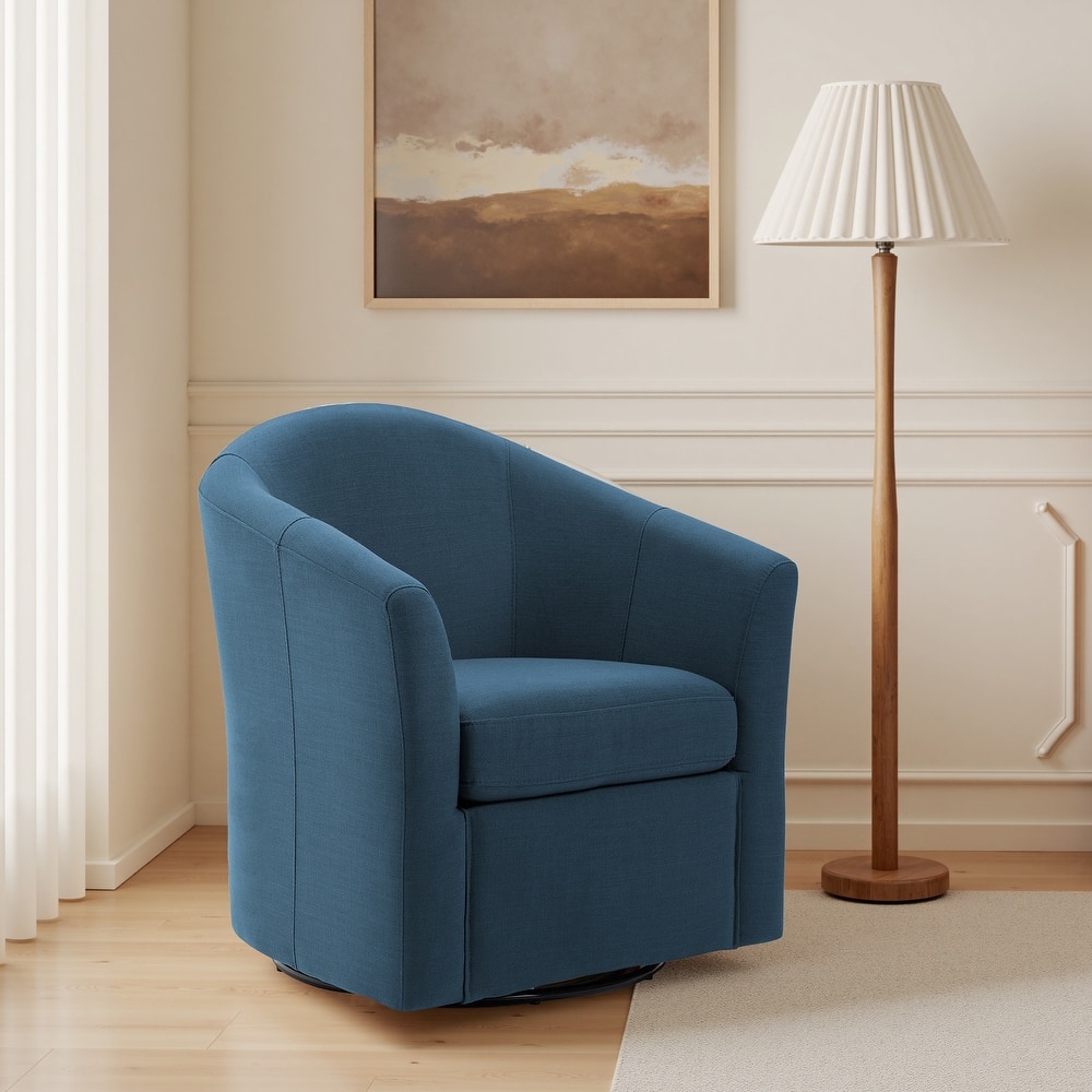 Anna Upholstered Swivel Barrel Accent Chair