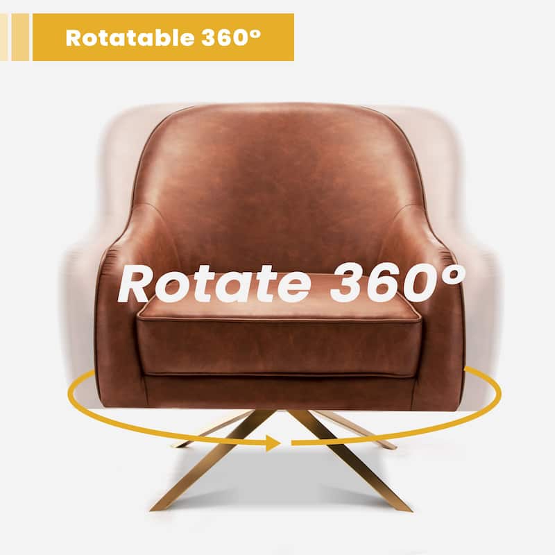 28.4'' W Faux Leather Swivel Accent Sofa Armchair