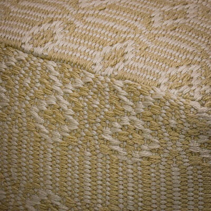 16" Hand Woven Pouf Ottoman, Sand by National Tree Company - 16 in