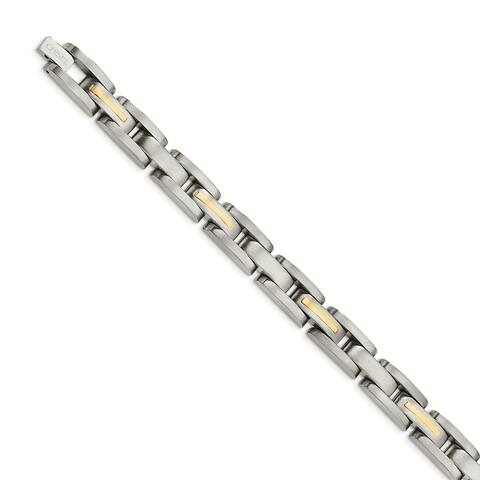 Chisel Titanium with 14K Yellow Gold Inlay Accent Brushed Bracelet
