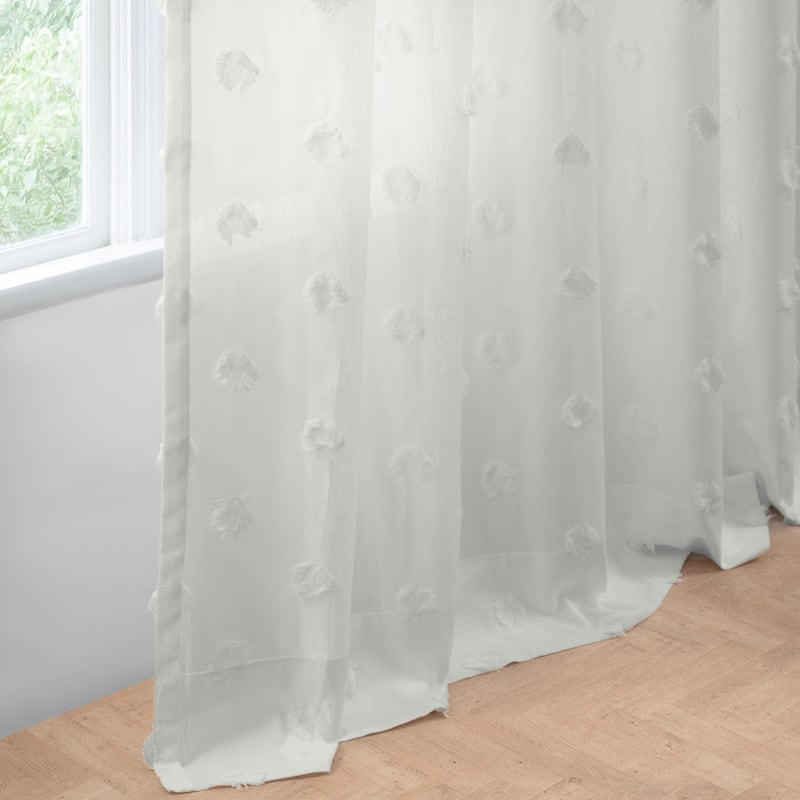 Exclusive Fabrics Geometric Cotton Craft Rod Pocket Sheer Curtains For Bedroom & Living Room Curtains Pair (2 Panels)