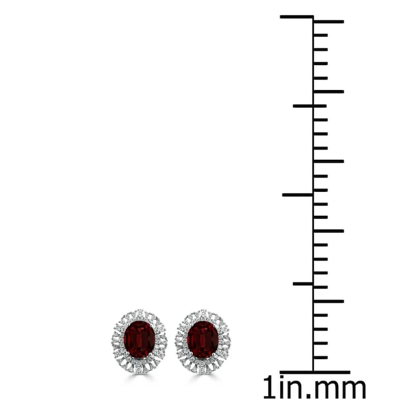 Auriya 5 5/8ct Fancy Oval-cut Garnet Halo Diamond Earrings 1 1/10cttw 18K Gold