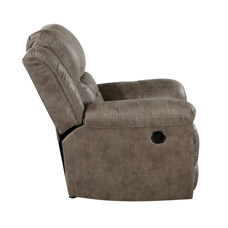 Alonzo Polished Microfiber Manual Double Reclining Sofa