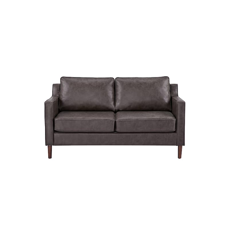 Sedona Modern Loveseat Sofa, Faux Linen / Vegan Leather Couch