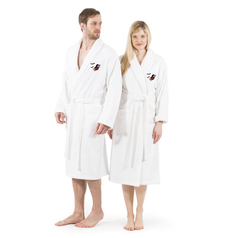 Authentic Hotel and Spa 100% Turkish Cotton Unisex Terry Bath Robe with Pumpkin Head Embroidery