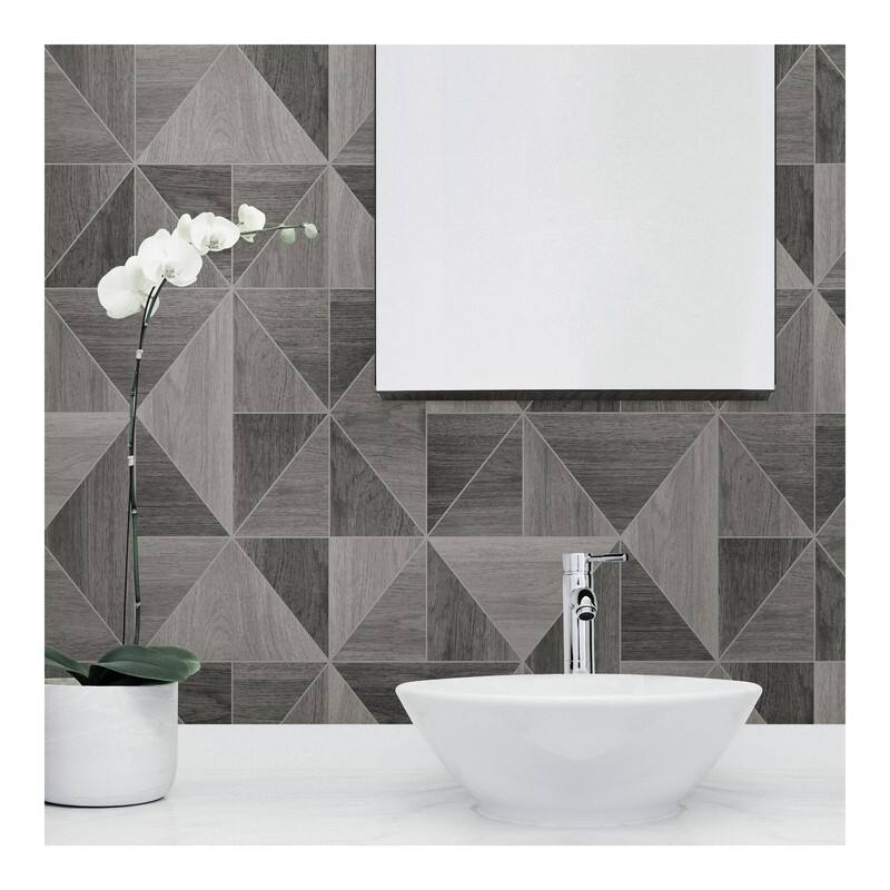 Advantage Simpson Grey Geometric Wood Wallpaper - 20.5 x 396 x 0.025