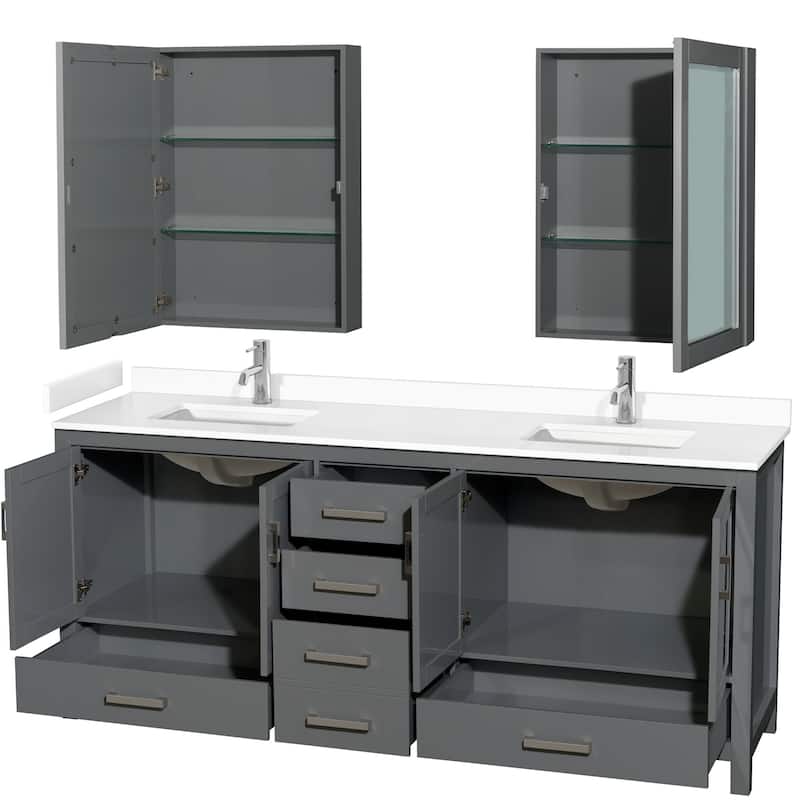 Wyndham Collection Sheffield 80" Double Bathroom Vanity, Carrara