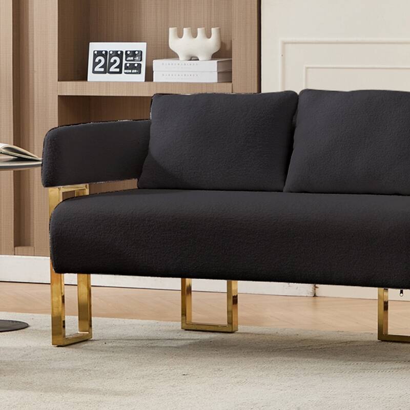 Modern decorative chair, living room side chair with gold metal legs, no wheels, suitable for dressing area