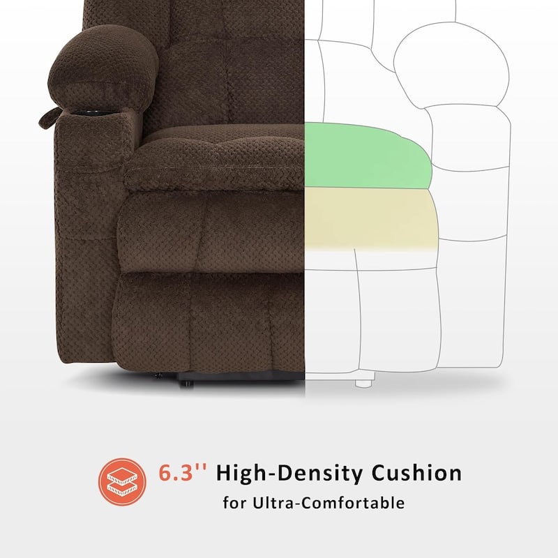 MCombo Large Dual Motor Power Lift Recliner Chair Sofa with Massage and Heat for Tall Elderly People, Fabric 7896