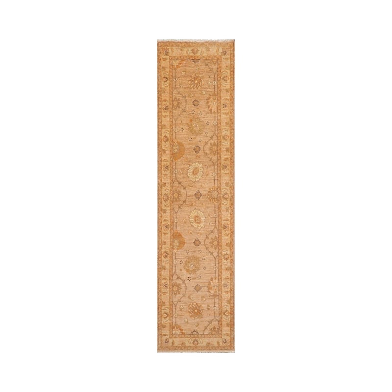 Runner Hand Knotted Tan Wool Peshawarr Traditional Oriental Area Rug - 2' 8'' x 10' 8''