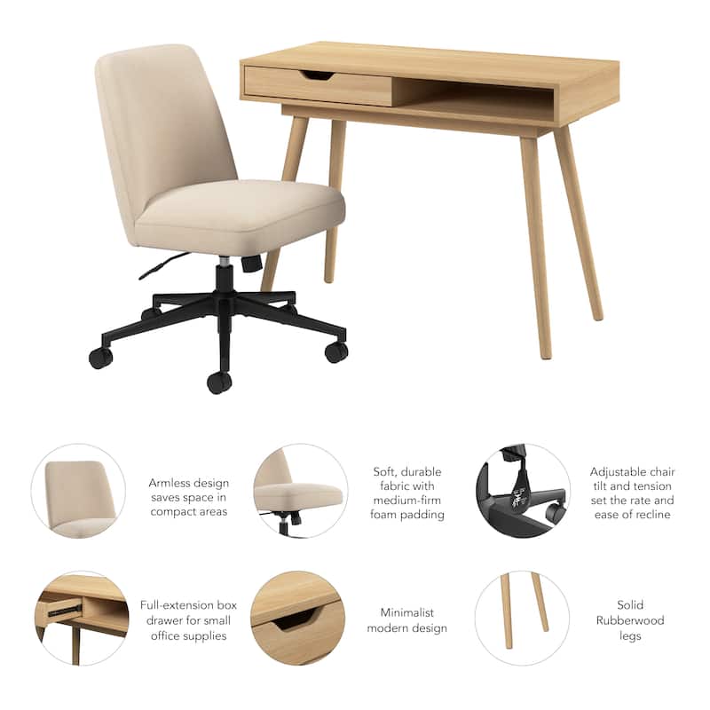Bush Furniture Nora 40W x 20D Small Writing Desk and Chair Set