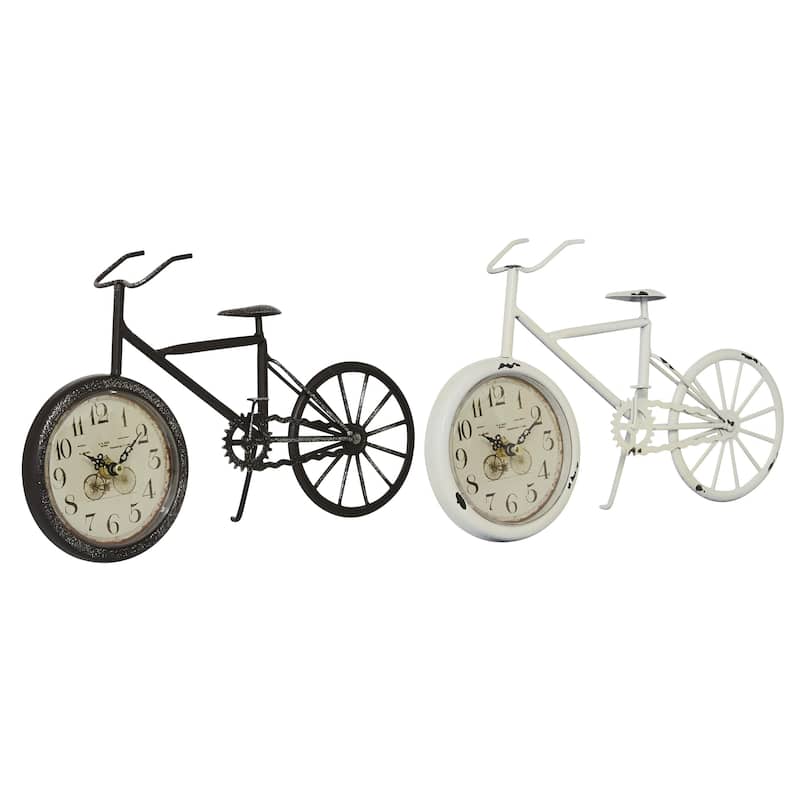 Metal Bike Decorative Clock - Set of 2 Black or Multi Colored - Roche River Decor - Multi Colored